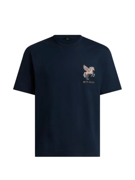Tricou Etro cu broderie din jerseu albastru