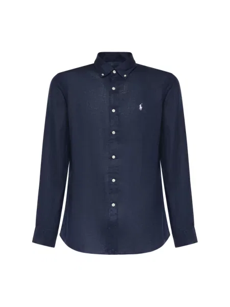 Polo Ralph Lauren Koszule Mężczyzna S Len Linen Shirt niebieski