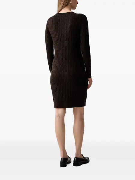 Rochie mini Gant cu broderie tricotate maro