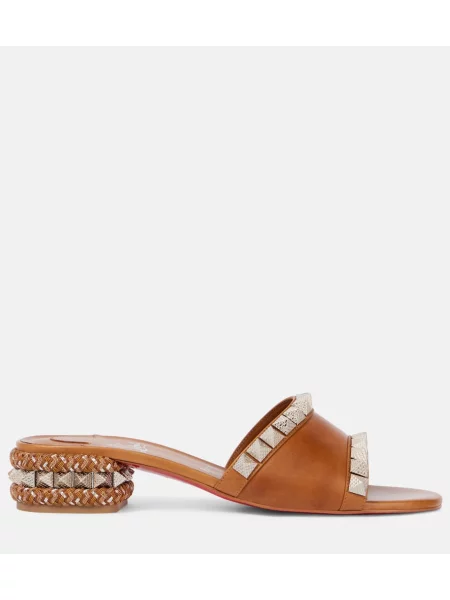 Papuci tip mules Christian Louboutin din piele maro