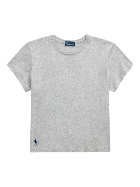 Długa koszulka Polo Ralph Lauren z okrągłym dekoltem zamszowa zielona