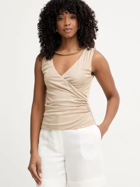 Marciano by Guess bluză cu bretele pentru femei din vâscoză INES bej