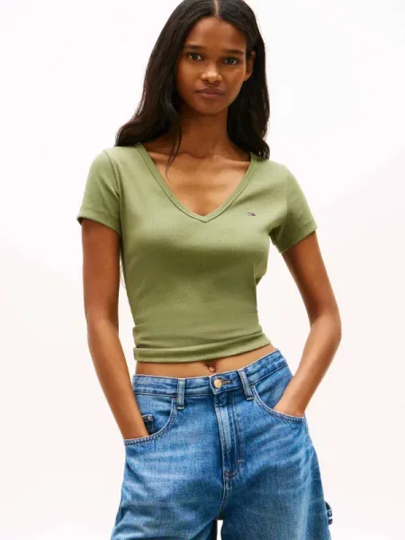Tommy Jeans Tricou ESSENTIAL verde