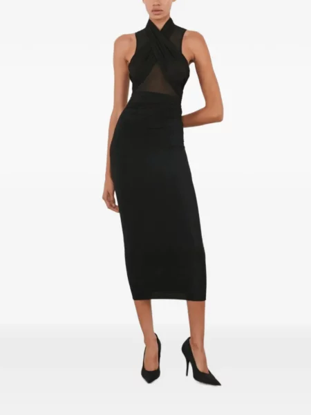 Fustă midi Wardrobe.nyc cu volane negru