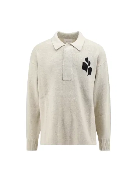 Sweter Isabel Marant z logo beżowy