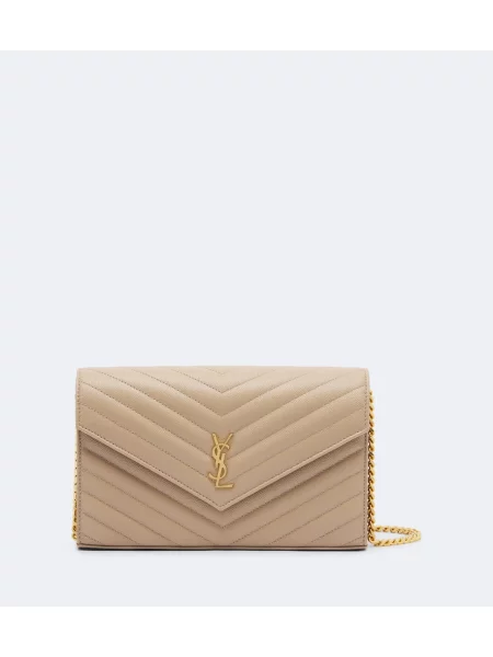 Kožený náhrdelník Saint Laurent béžový