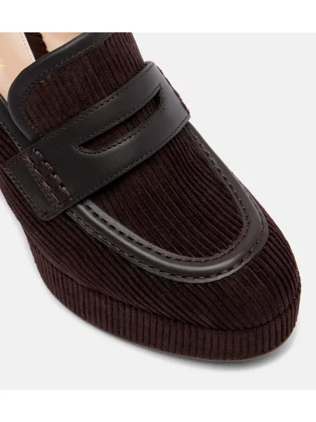 Pantofi cu toc Gianvito Rossi de catifea cord maro