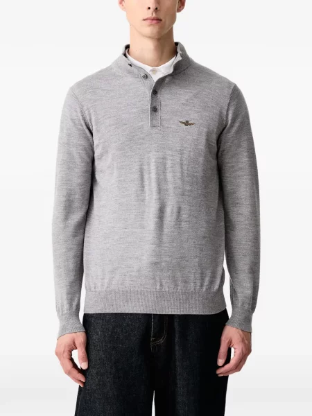 Pulover Aeronautica Militare cu broderie gri