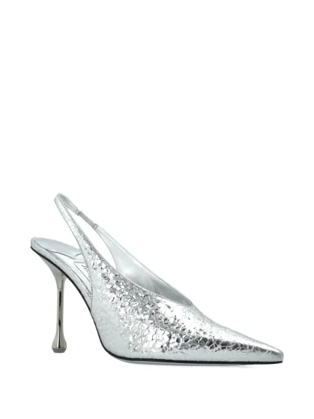 Pantofi cu toc Jimmy Choo cu vârf ascuţit argintiu