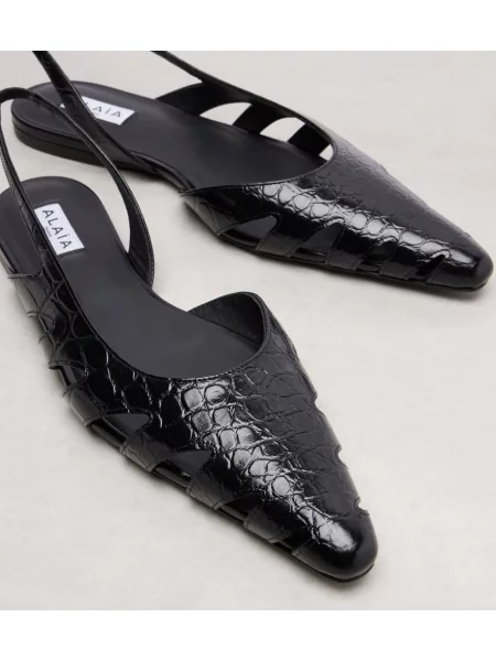 Balerini Alaïa din piele slingback negru