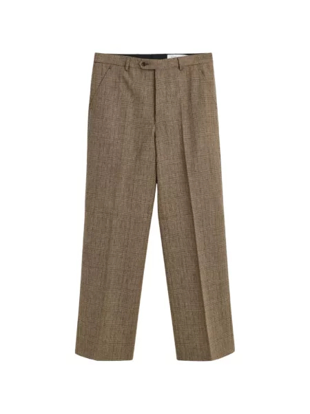 Pantaloni Sunflower de lână în carouri maro
