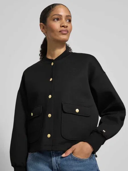 Kurtka bomber z mieszanki bawełny o kroju regular fit model GOLD BUTTON BOMBER' Tommy Hilfiger czarny