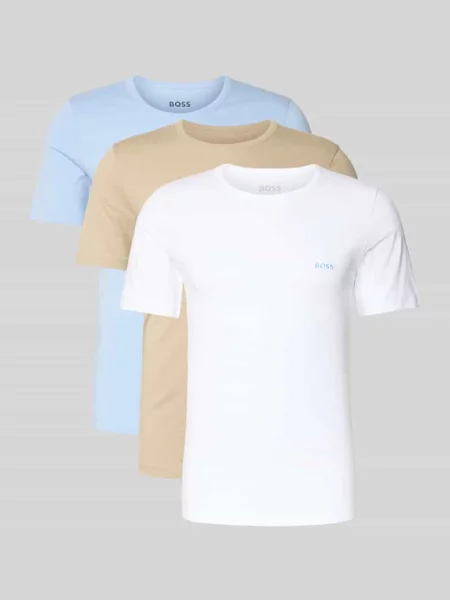 T-shirt krój regular fit w Zestaw 3 szt. z czystej Boss biała