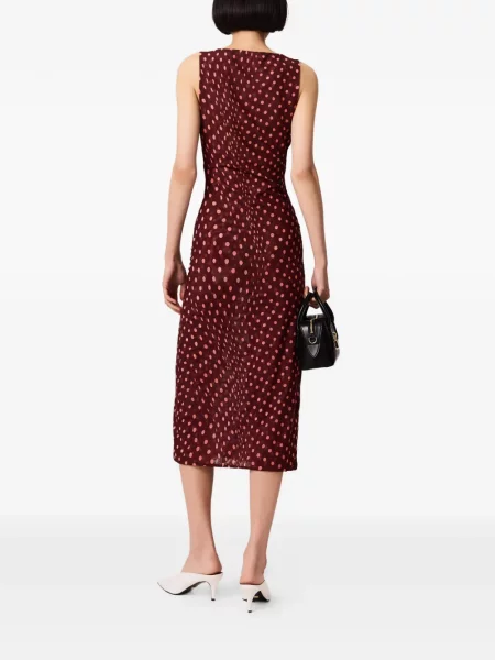 Rochie midi Stella Mccartney cu buline cu volane roșu