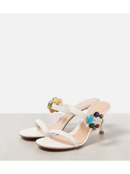 Papuci tip mules Gianvito Rossi din piele alb