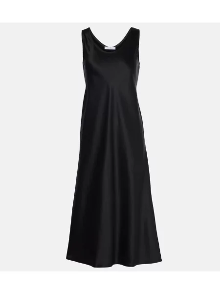 Rochie midi Max Mara din satin până la genunchi de costum negru