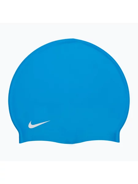 Детска шапка за плуване Nike Solid Silicone синя