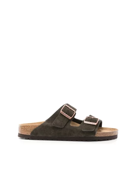 Klapki Birkenstock zamszowe brązowe