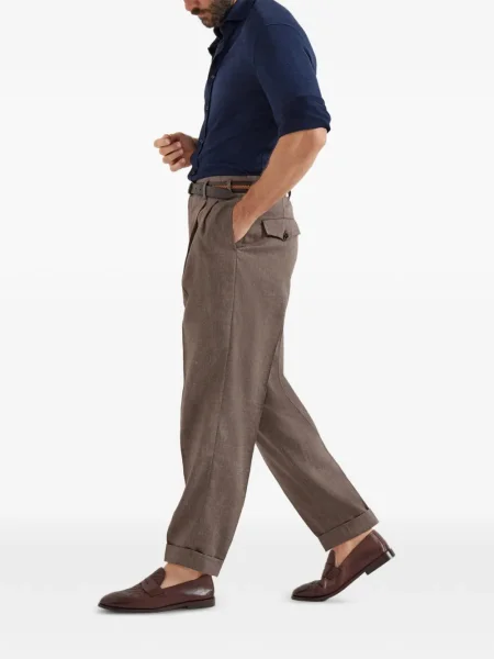 Plisované kalhoty Brunello Cucinelli hnědé