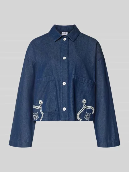Bluzka jeansowa o kroju relaxed fit z bawełny Jake*s Casual niebieska