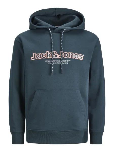 JACK & JONES Mikina JORLakewood petrolejová / broskyňová / čierna biela