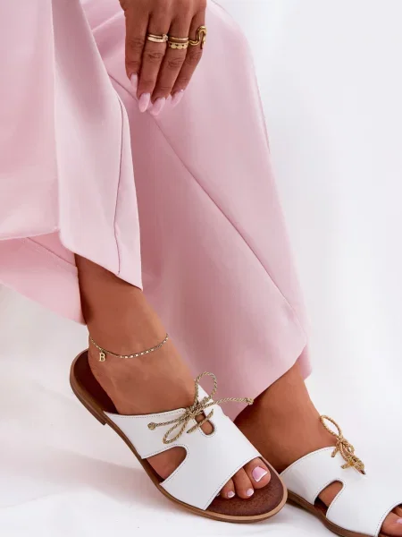 Полуотворени обувки Zazoo с плосък ток бяло