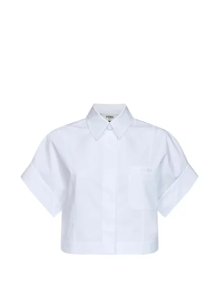 Decupat cămașă Fendi cu broderie alb