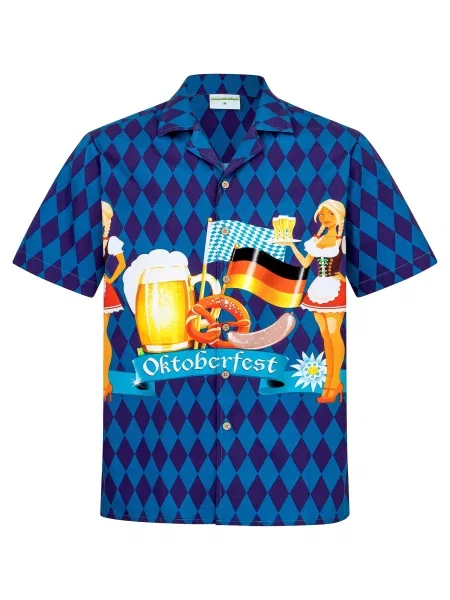 Hawaiihemdshop.de Košulja Hawaiihemd Oktoberfest' plava