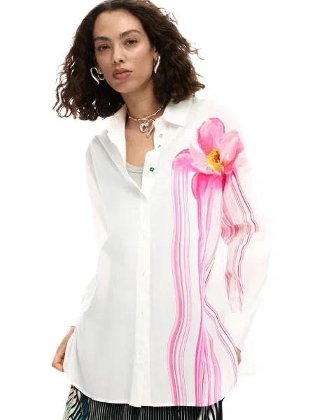Cămașă Desigual cu model floral alb