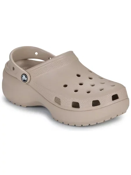 Klasické pantofle Crocs na platformě béžové