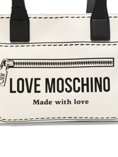 Шопинг чанта Love Moschino с принт бяло