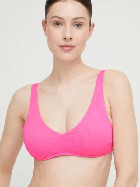 Plavková podprsenka Hollister Co. mírně vyztužený košík růžová
