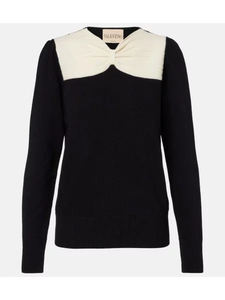 Pulover Valentino cu funde de lână negru