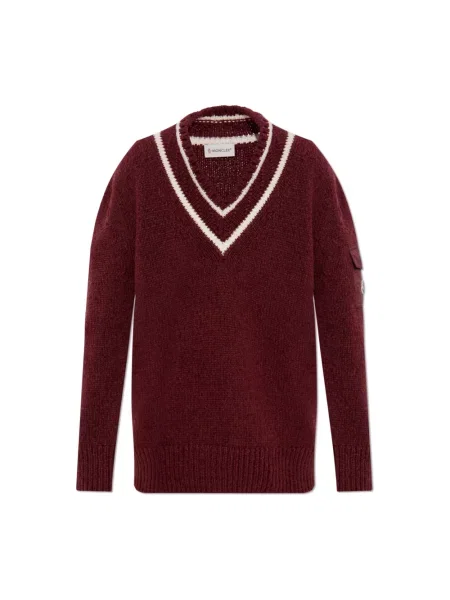 Sweter Moncler wełniany czerwony