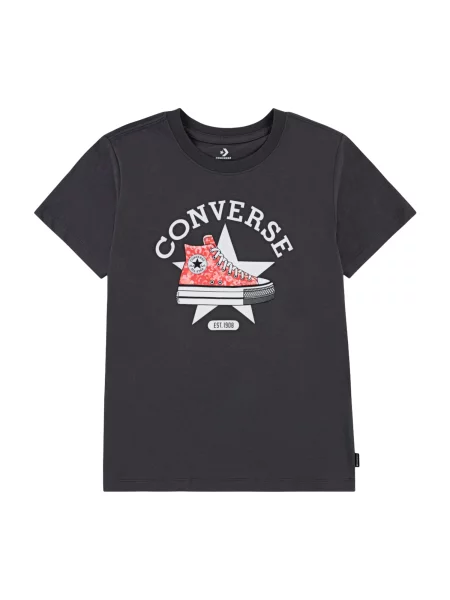 CONVERSE Tričko SNEAKER tmavosivá / svetločervená / čierna biela