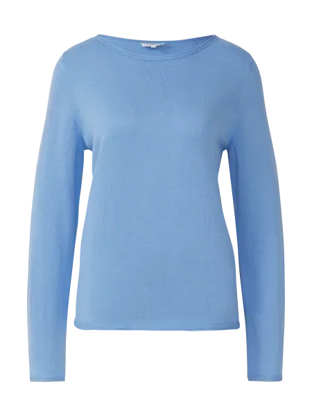 Sweter z miękkiej cienkiej dzianiny z podwiniętymi brzegami niebieski