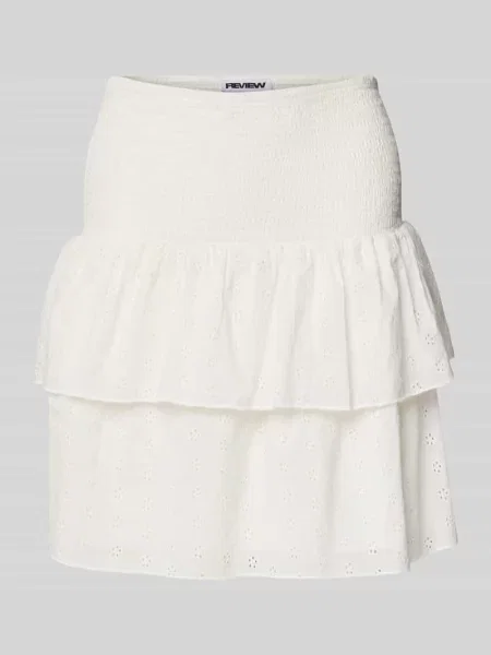 Spódnica mini z marszczonymi detalami Review biała