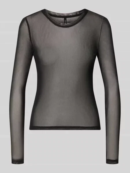 Bluzka z długim rękawem o kroju slim fit z okrągłym dekoltem model LOVA' Vero Moda czarna