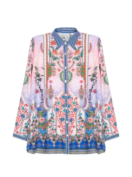 Lung cămașă Saraco cu model floral cu imagine violet