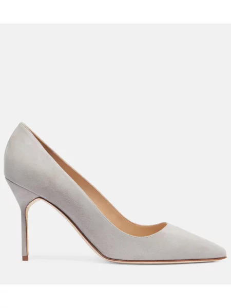 Pantofi cu toc Manolo Blahnik din piele de căprioară gri