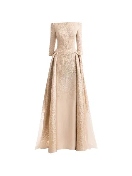 Maksi sukienka maxi Gemy Maalouf żakardowa garniturowa