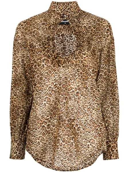 Bluză Dsquared2 cu imagine cu model leopard maro