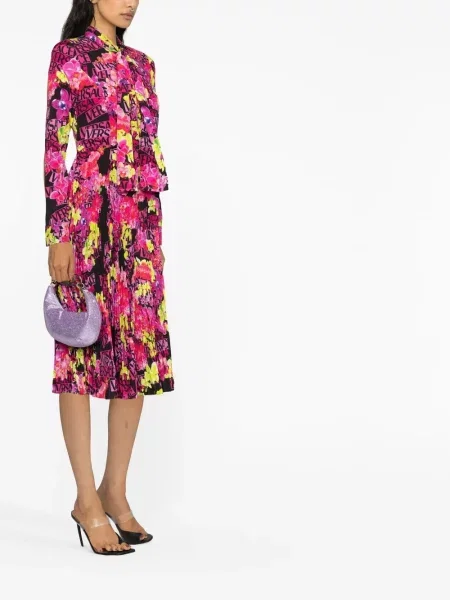 Gėlėta raštuota midi suknelė Versace juoda