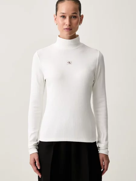 Calvin Klein Jeans majica dugih rukava ženska s pamukom bijela