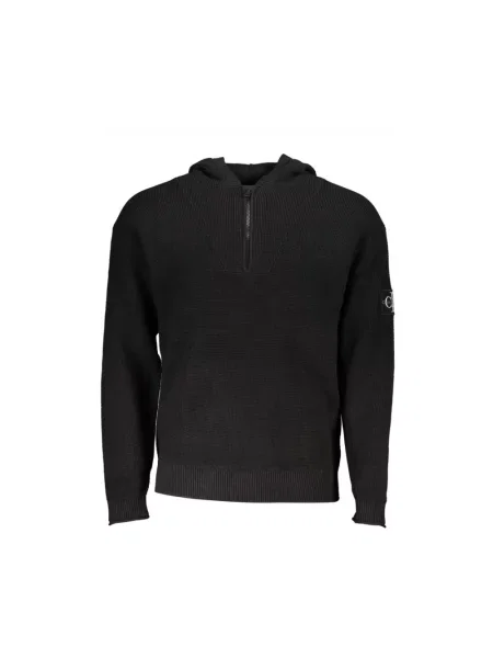 Sweter Calvin Klein z kapturem z autografem elegancki czarny