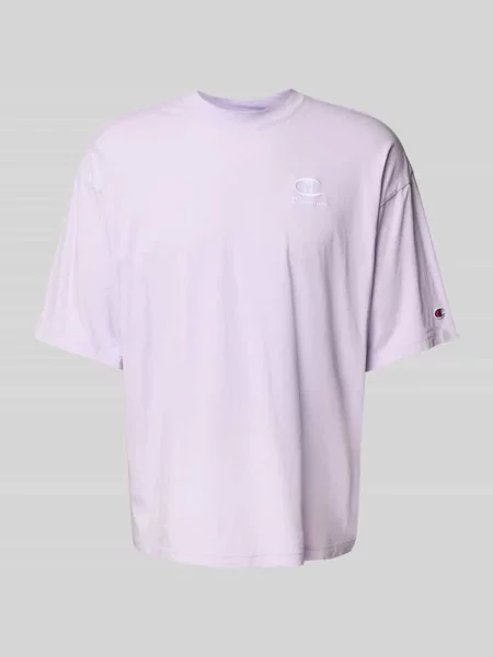 T-shirt o kroju relaxed fit z wyhaftowanym logo Champion fioletowa