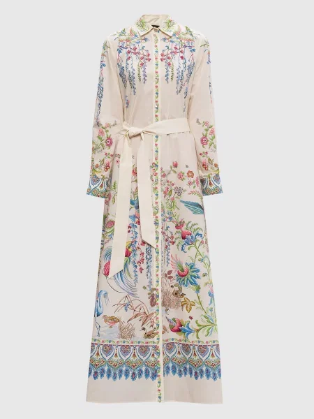 Сукня-сорочка в квітковий принт Etro бежева