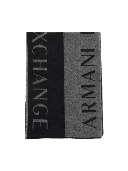Armani Exchange szalik z wełną granatowa