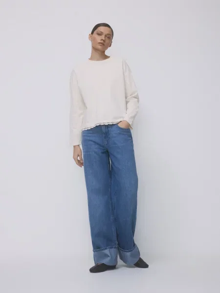 Reserved кофта з мереживом нюдовий 