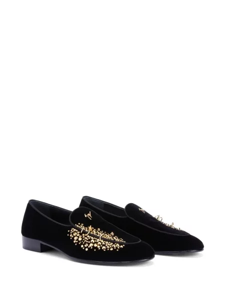 Loaferiai Giuseppe Zanotti velvetinės su spygliais juoda